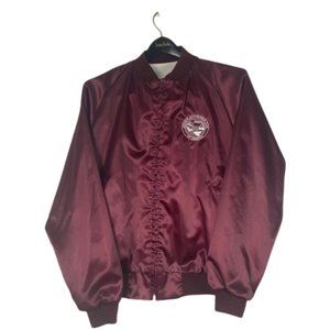 West Ark Satin Bomber Jacket USA Mens Medium Long Sleeve Zip Antique Auto Club